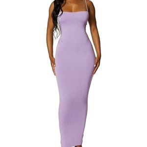 Naked Wardrobe The NW Solid Figure Maxi Dress in Iris